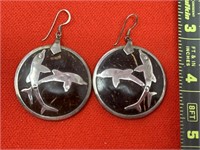 925 Sterling Silver Dolphin Earrings 9.84 Grams