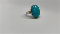 Large Round .925 Silver & Turquoise Ring