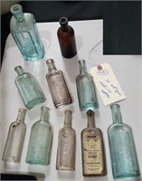 10 antique medicine bottles 1890-1930