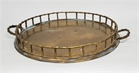 MCM Hollywood Regency Brass Bamboo Rail Tray as-is
