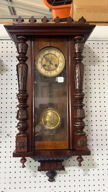 Carved Victorian Walnut Clock