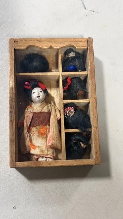 Japanese Geisha Doll with Wigs in Original Box