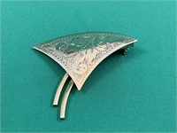 Sterling Silver Brooch with Chasing