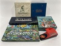 (6) Board Games: Fishin-opoly, Trivial Pursuit