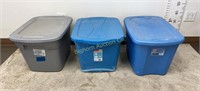 Plastic Storage Totes 3pc Lot