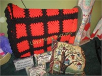 Hand Crocheted Blanket Throw & Accent Pillows