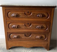 Antique Victorian Walnut Dresser/Chest W/ Marble
