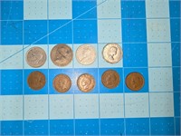 Vintage Canadian coins quarter, nickels & pennies