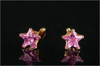 14k Gold Pink Cubic Zirconia Earrings Retail $120