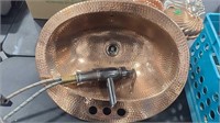 COPPER-HAMMERED SINK & FAUCET 21" X 17"