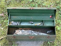 Metal Tool/Tackle Box with Contents