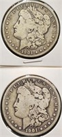 U.S. 1901 Morgan $1 Silver Dollar Coins