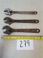 3 Vintage JH Williams Superjustable 12" Wrenches