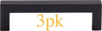 3pk Top Knobs M1162 3-3/4 Square Pull  Flat Black