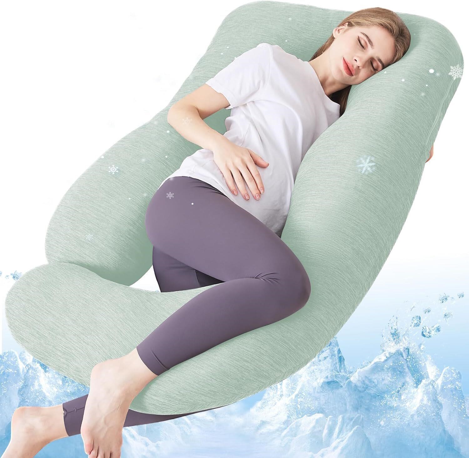 Cooling Pregnancy Pillow  U-Shaped  Green