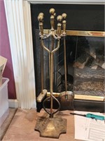 Ball Head Brass Fireplace Tool set
