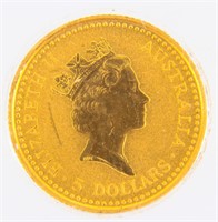 Coin 1992 Australia $5 Wallaroo 1/20 Oz. Gold