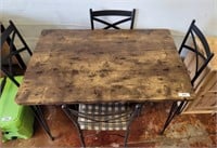 METAL BASE TABLE AND 4 CHAIRS