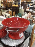 Red enamel colander