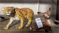 Ceramic doe 5 “ tall and resin cheetah figurines