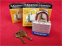 Three Vintage Masterlock No. 3 Locks *New*