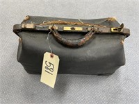 Leather Doctor's Bag w/Old Bottles As Is 19"L