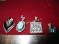4pc Sterling Silver .925 Jewelry Pendants