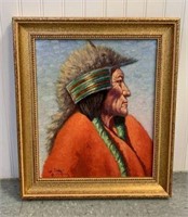 W. Lenders "Chief Ironshell" Oil on Board
