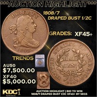 ***Auction Highlight*** 1808/7 Draped Bust Half Ce