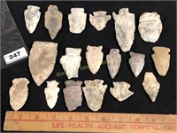 Lot of 18 Indian Arrowheads and Points
