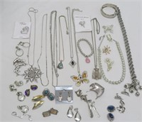 Necklaces / Earrings (Clip on) & Pins- Silver tone