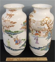 Pair Antique Chinese Famille Vases as is