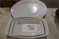 White Serving Platter and 3 Baking Dishes