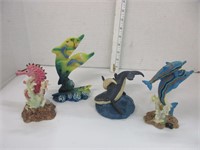 Dolphin, whale, seahorse figures