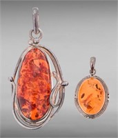 2 Amber Pendants