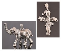 Sterling Silver Elephant Pendants (Pair)