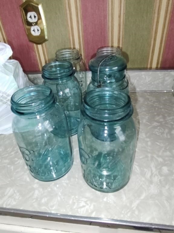 4 Blue Ball and 2 Atlas Canning Jars