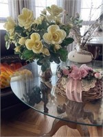 Roses And Vase And Hanging Basket