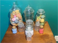 Glass Candy Dishes, Jars & Contents