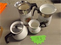 4 CORNINGWARE TEA / COFFEE POTS