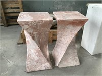 Paire de piédestal en marbre rose