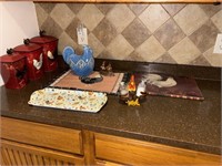 Rooster Decor on Left Side Counter