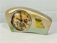 vintage painted wood case windup table clock