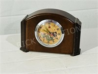 vintage wood case windup table clock