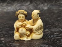 Vintage Ivory Netsuke by Tohru Couple & Sake