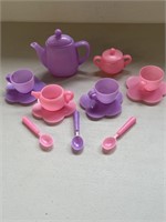 (13) Piece Colorful Plastic Tea Set