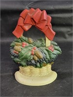 VTG Cast Iron Christmas Basket Door Stop