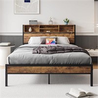 HOJINLINERO Full Size Bed Frame with Storage