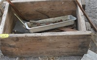 wooden box with tools