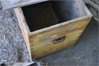 large wooden crate with handles